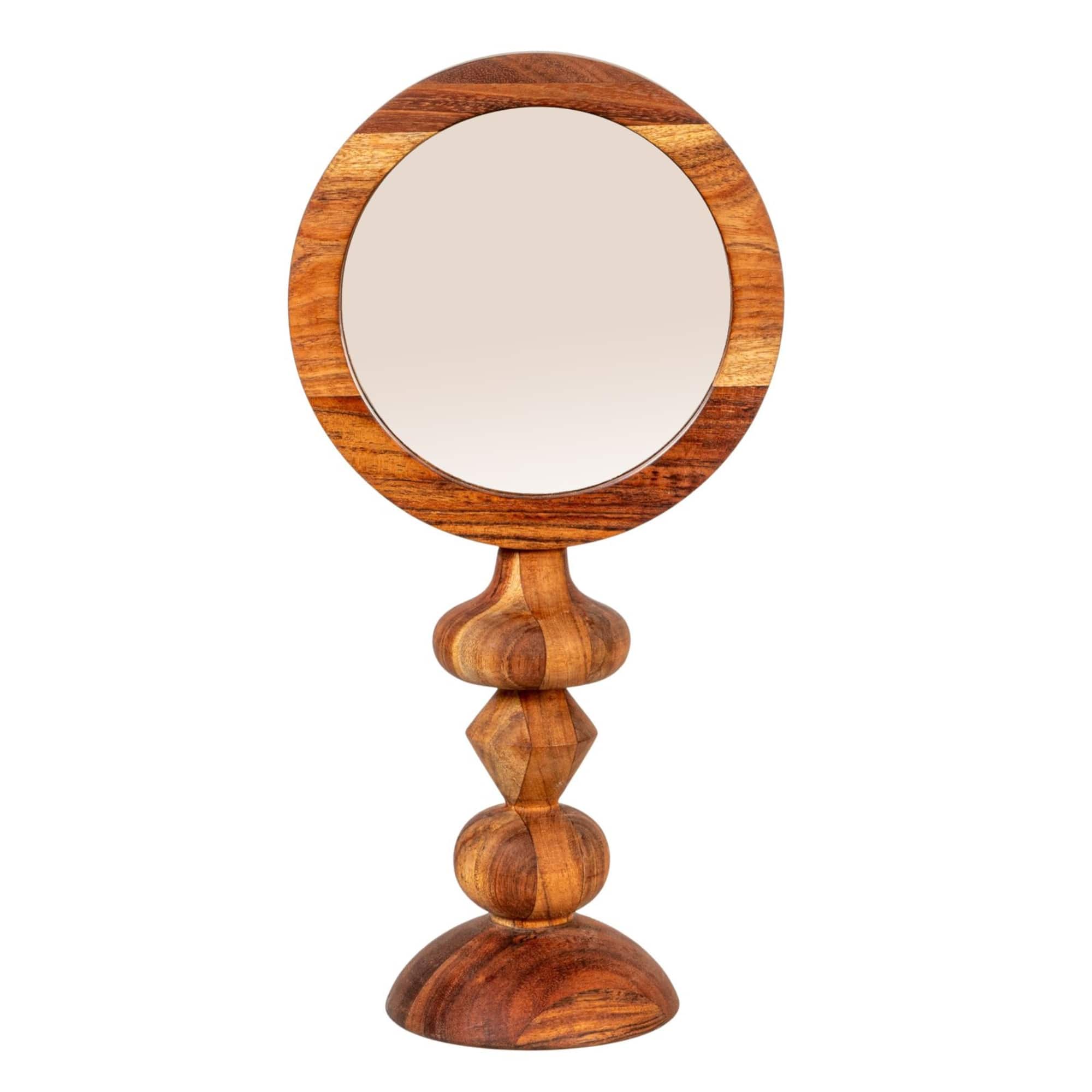 Hello Honey® 8" x 16" Acacia Wood Table Mirror with Carved Wood Base